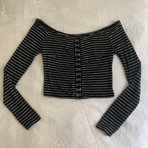 Corset Style Long Sleeve Crop Top